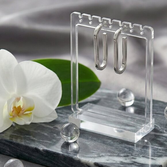 Dainty Minimalist 18K White Gold Plated 316L Stainless Steel U-Shape Earrings - Picture 5 of 12